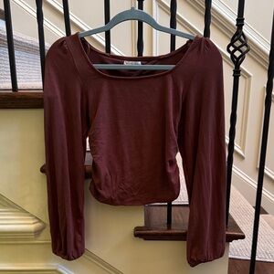 Elegant Maroon Long Sleeve Top Size Medium